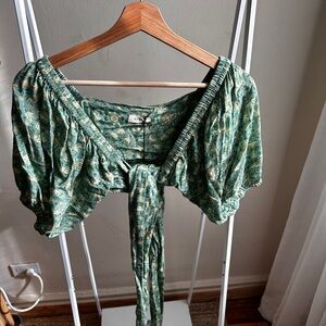 spell Madame Peacock Sweetheart Blouse - Emerald sz M